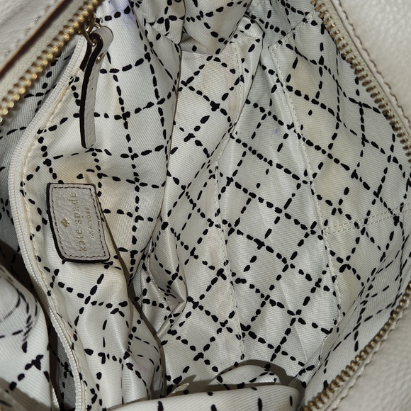 Kate Spade Lt. Gray/Gold leather medium xbody satchel. Preloved item sold as is - Picture 9 of 12